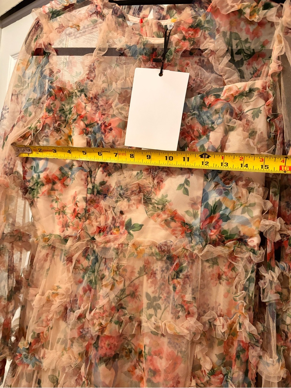 Floral Ruffle Long Sleeve Maxi Dress - Blush Floral - Picture 6 of 7